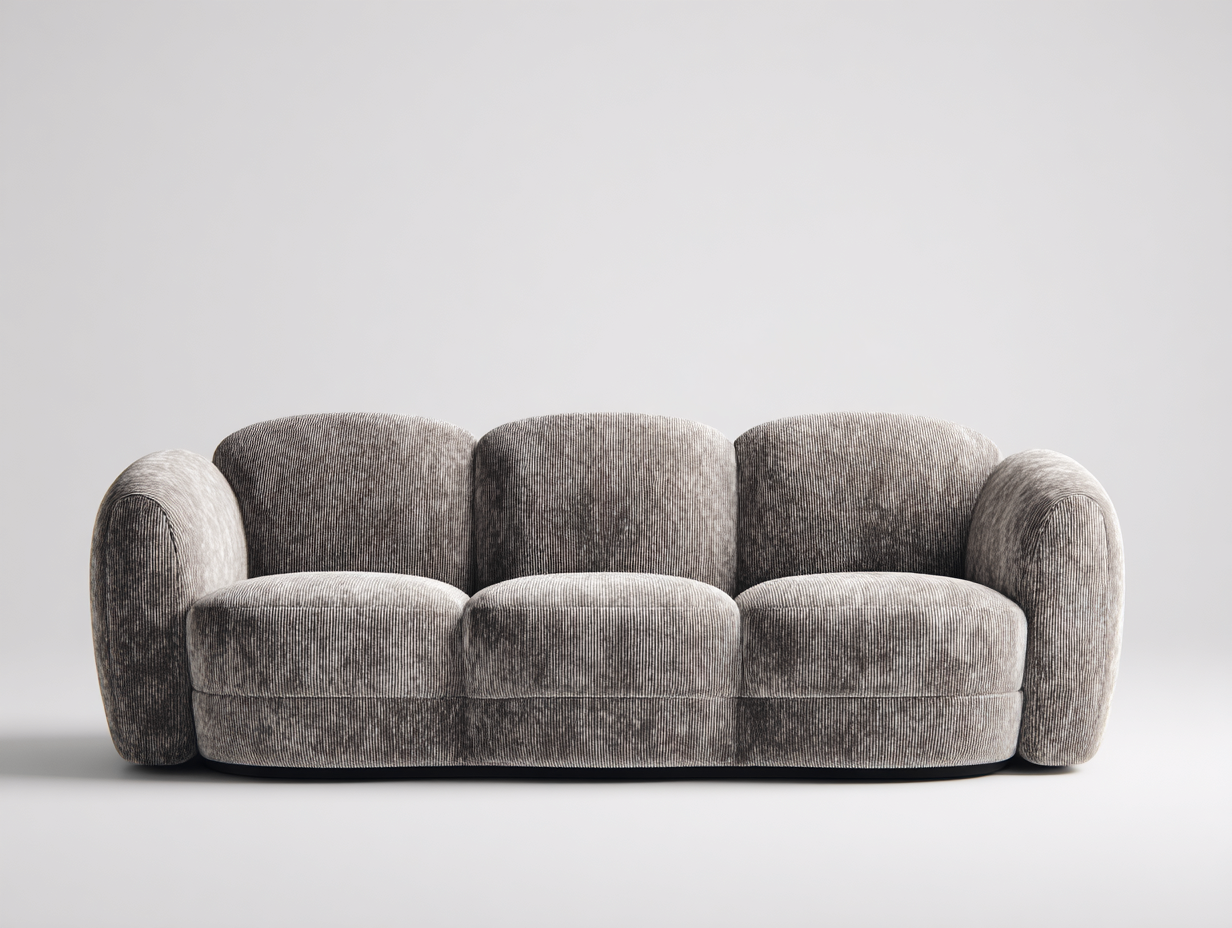 3 Seat Sofa Upholstered Fabric 84x38x34 inches - Gray - Modern Comfort Seating-Casaupio