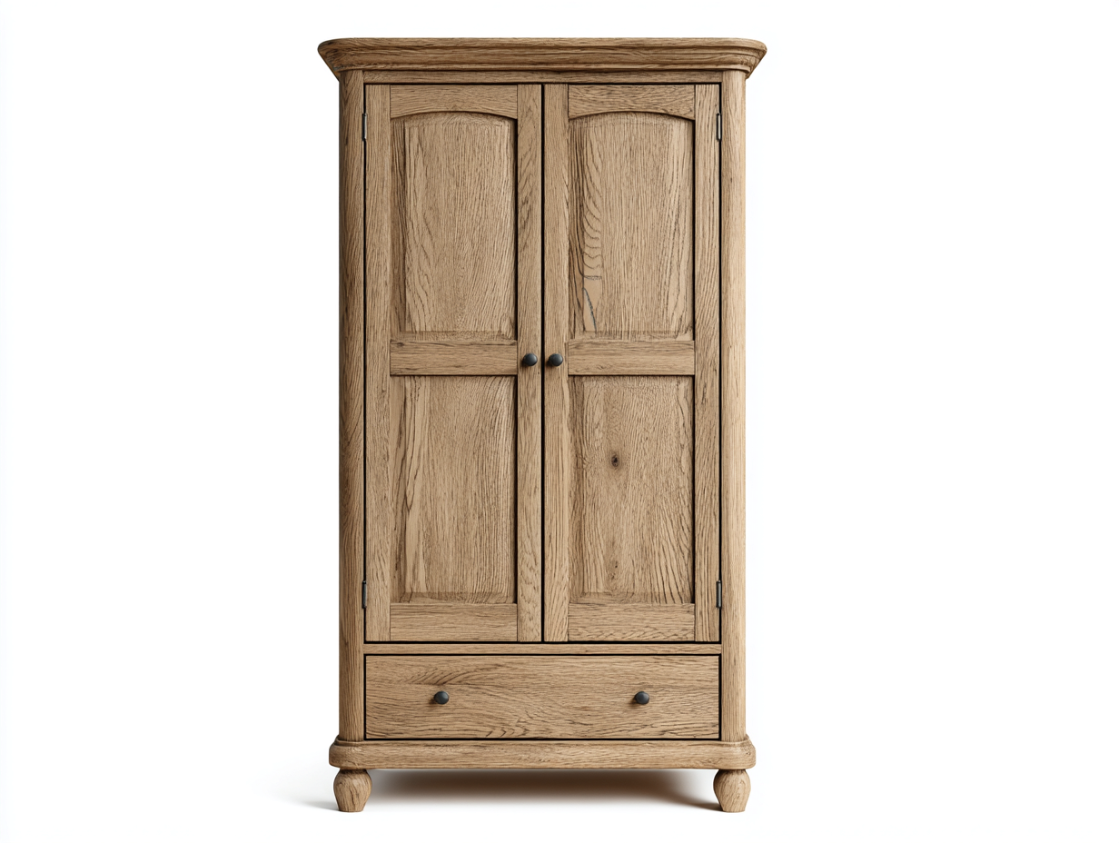 2 Door Wardrobes Solid Wood 36x22x72 inches - Natural Oak - Classic Storage Design-Casaupio