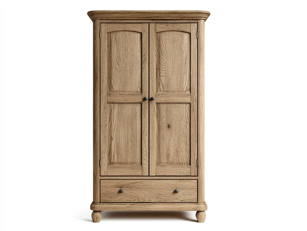 2 Door Wardrobes Solid Wood 36x22x72 inches - Natural Oak - Classic Storage Design-Casaupio