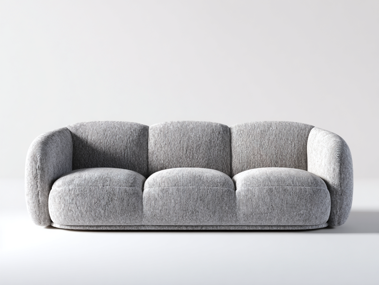 3 Seat Sofa Textured Fabric Upholstery 84x36x30 (inches) - Light Gray - Modern Comfort Seating-Casaupio