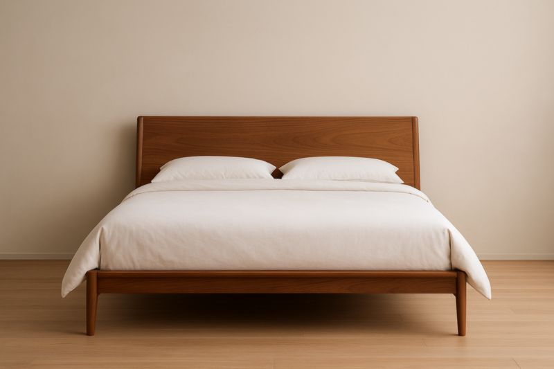 Lit double en bois massif brun avec sommier 200x160×90 cm