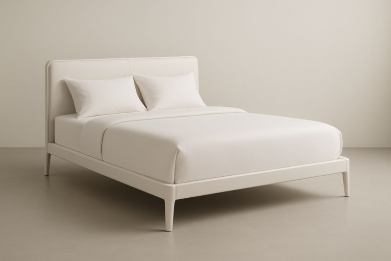 Lit double en tissu beige 200x160×100cm