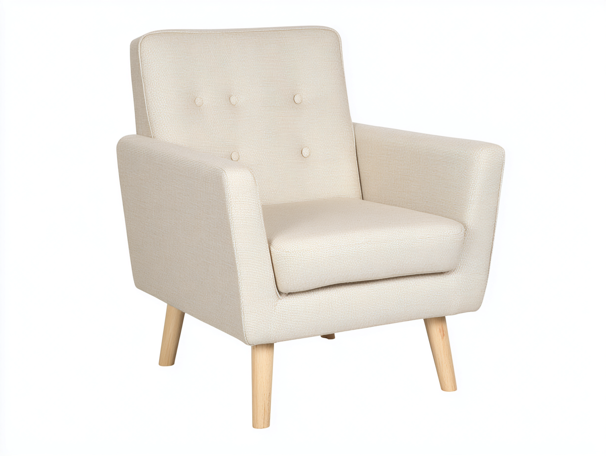 Lounge Armchairs Fabric Upholstery 31x29x34 (inches) - Cream-Natural Wood - Modern Comfort Design-Havenmyden