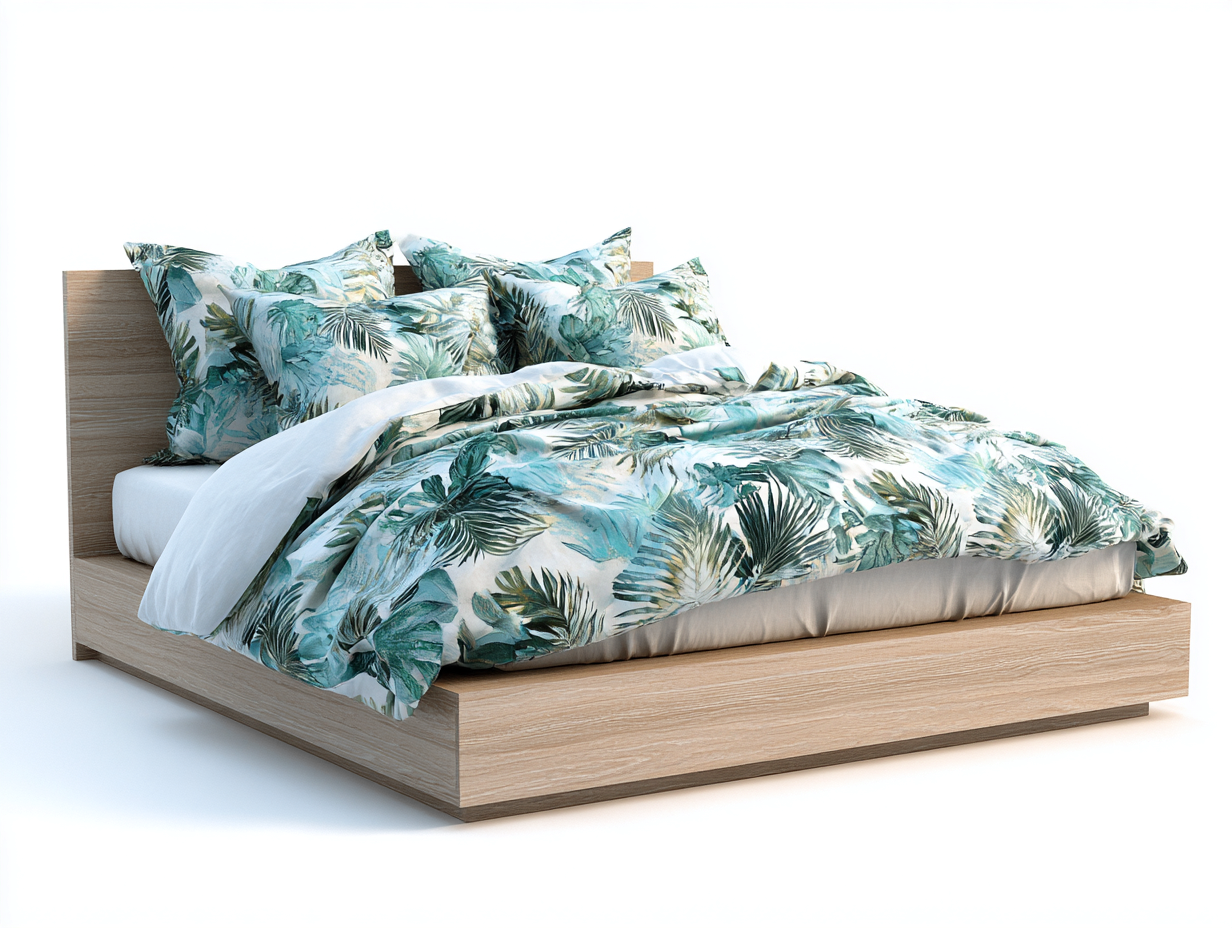 Queen Bed solid wood frame 80x60x40 inches - natural wood - modern minimalist design-Havenmyden