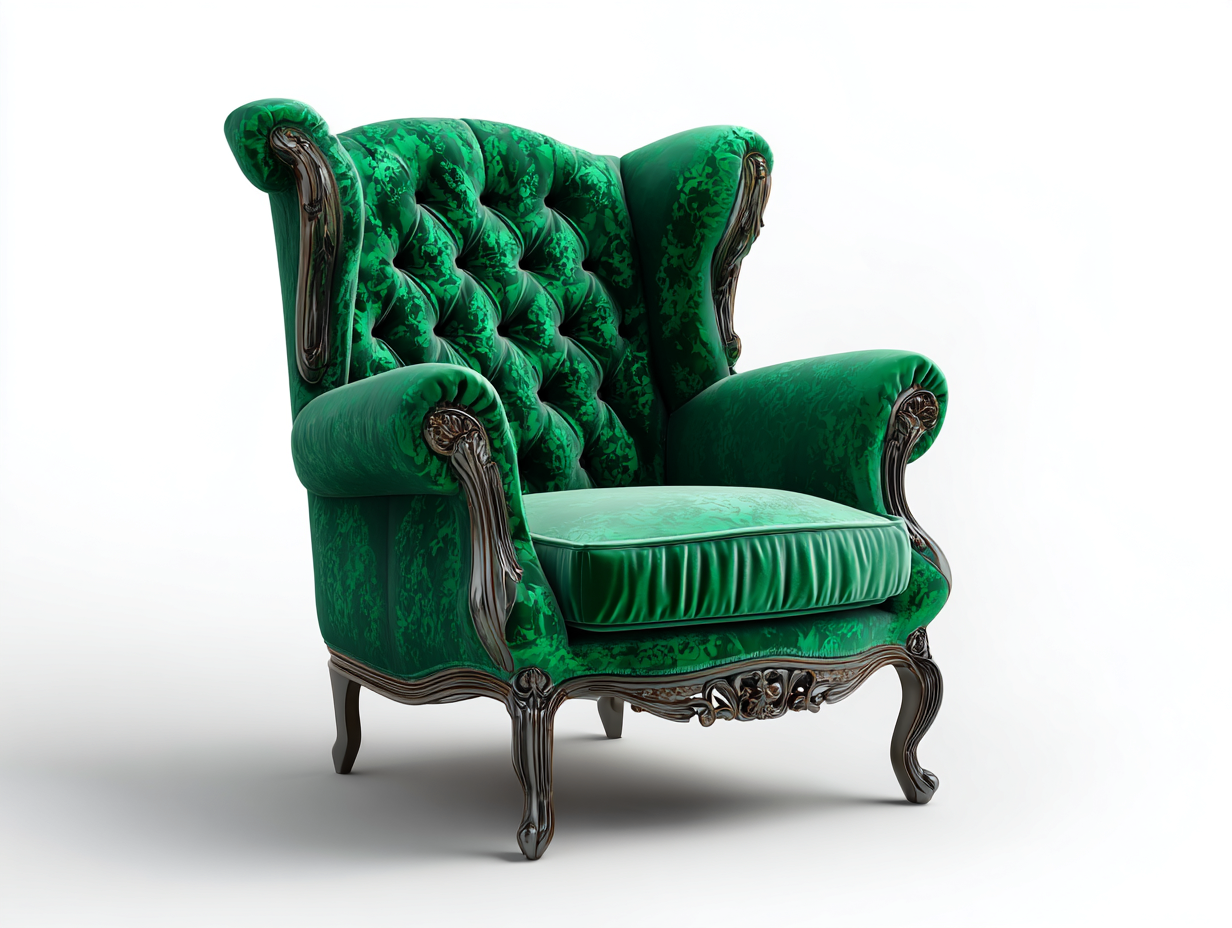 Wingback Armchairs velvet upholstery carved wood frame 32x34x42 inches - green - classic wingback seating-Havenmyden
