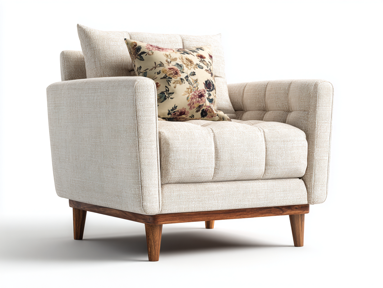 Lounge Armchairs Upholstered Fabric 33x34x35 inches - Beige - Modern Relaxed Seating-Havenmyden