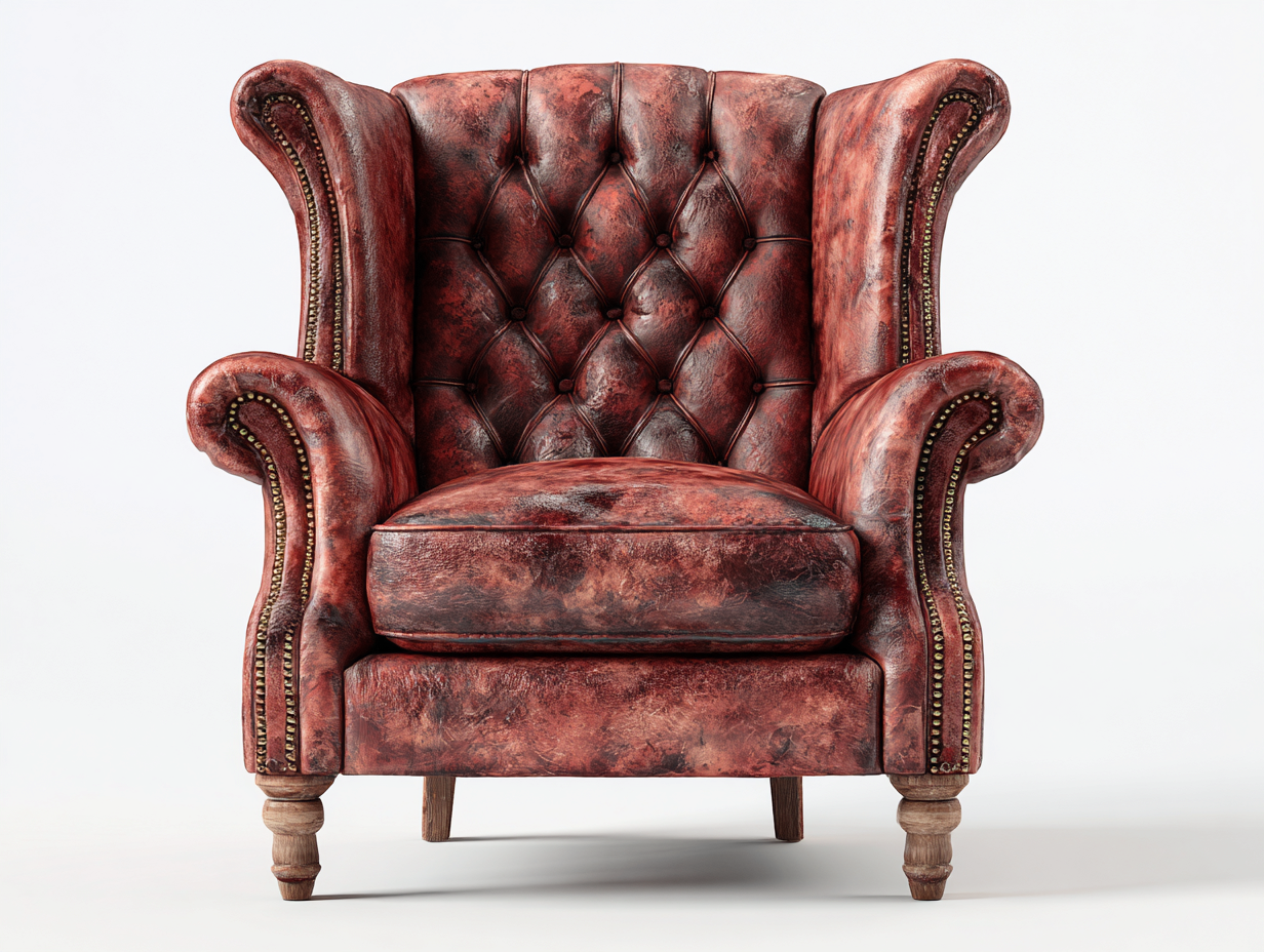 Wingback Armchairs Leather Upholstery 32x34x44 (inches) - Distressed Brown - Classic Comfort Design-Havenmyden
