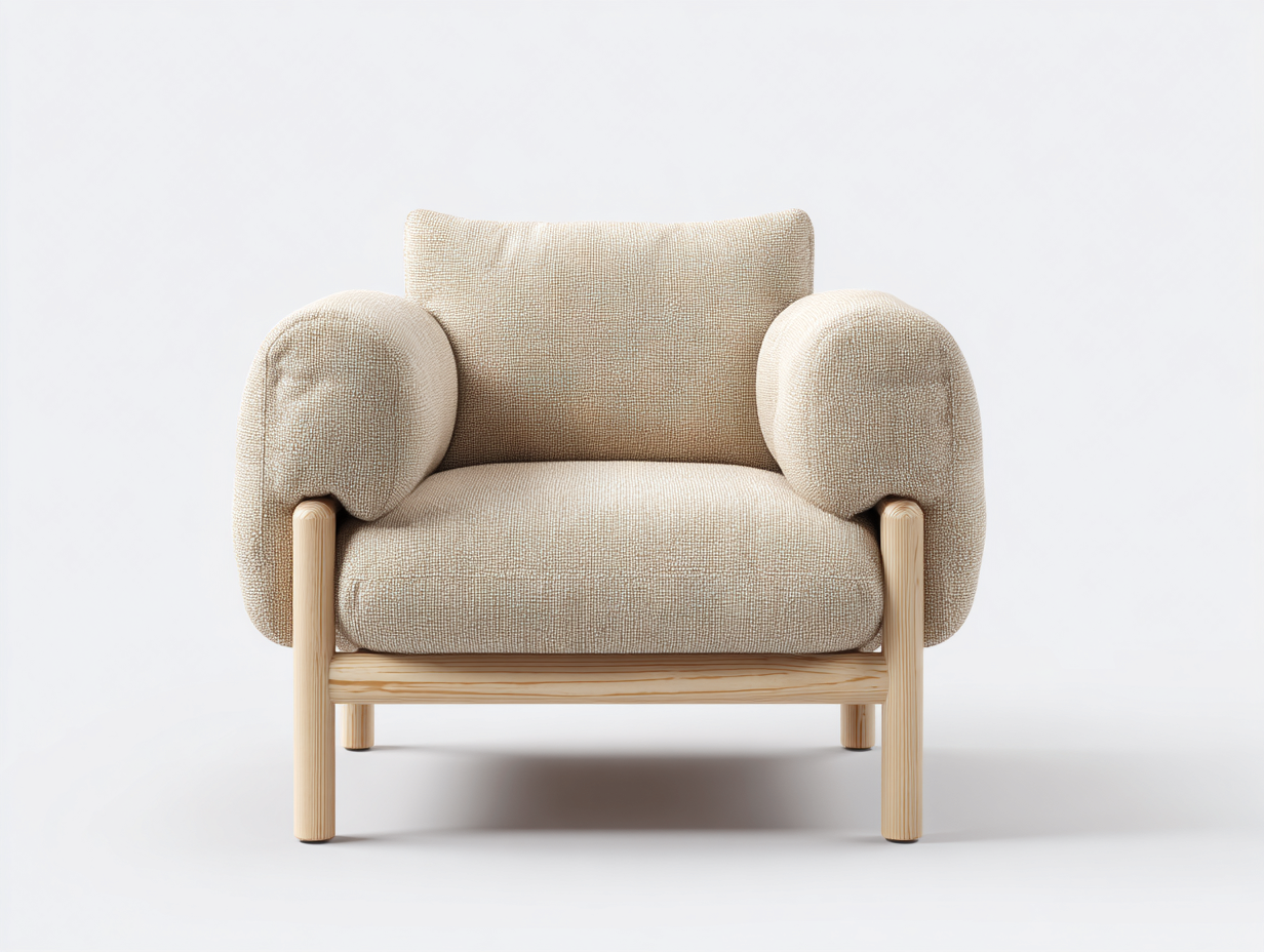 Lounge Armchairs Fabric Upholstery 32x30x33 (inches) - Beige-Natural Wood - Modern Comfort Design-Havenmyden