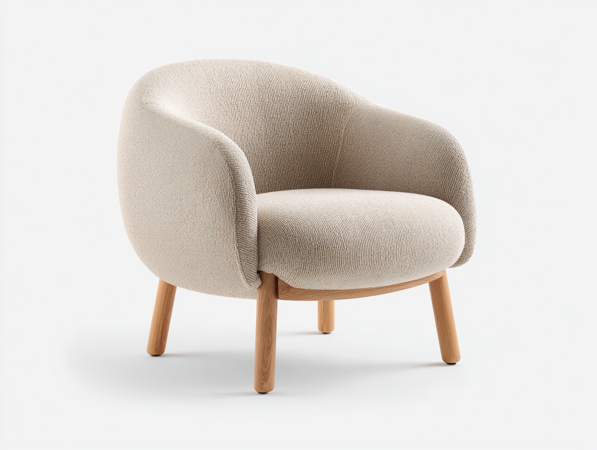 Lounge Armchairs upholstered fabric armchair 30.3x29.9x28.0 inches - beige - modern curved design-Havenmyden