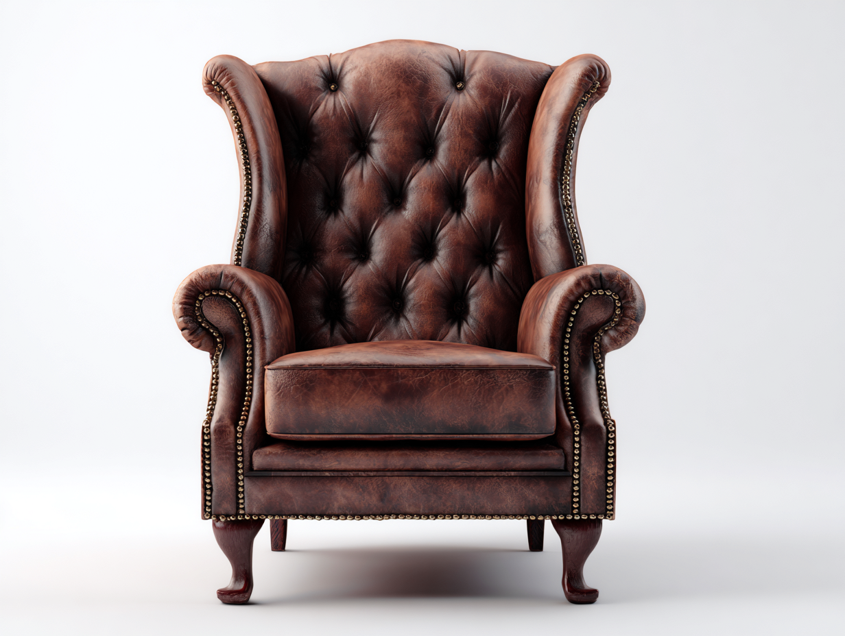 Wingback Armchairs upholstered leather armchair 35.4x36.2x43.3 inches - brown - classic tufted design-Havenmyden