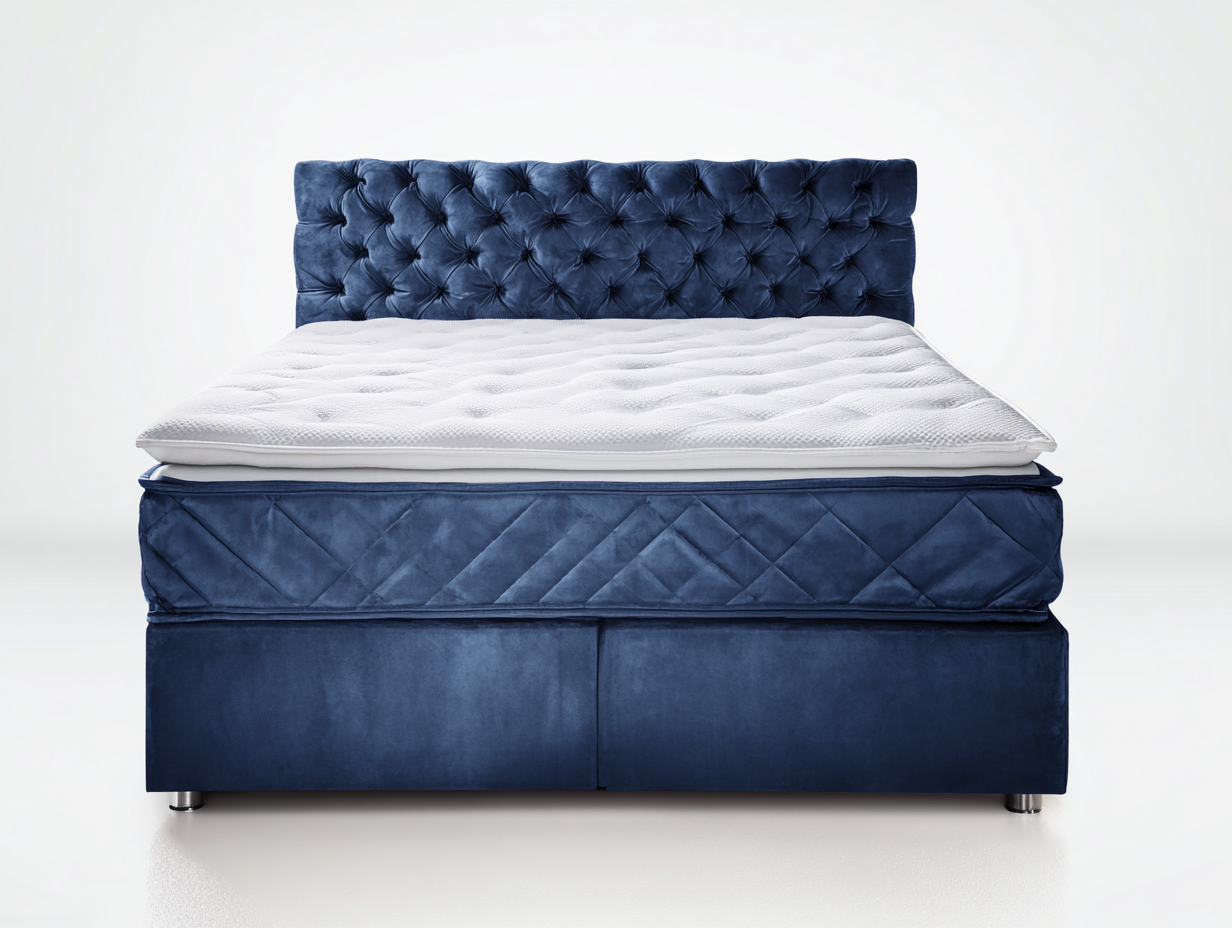 Queen Bed upholstered bed frame with tufted headboard 65.0x86.2x52.8 inches - navy blue - modern elegant style-Havenmyden