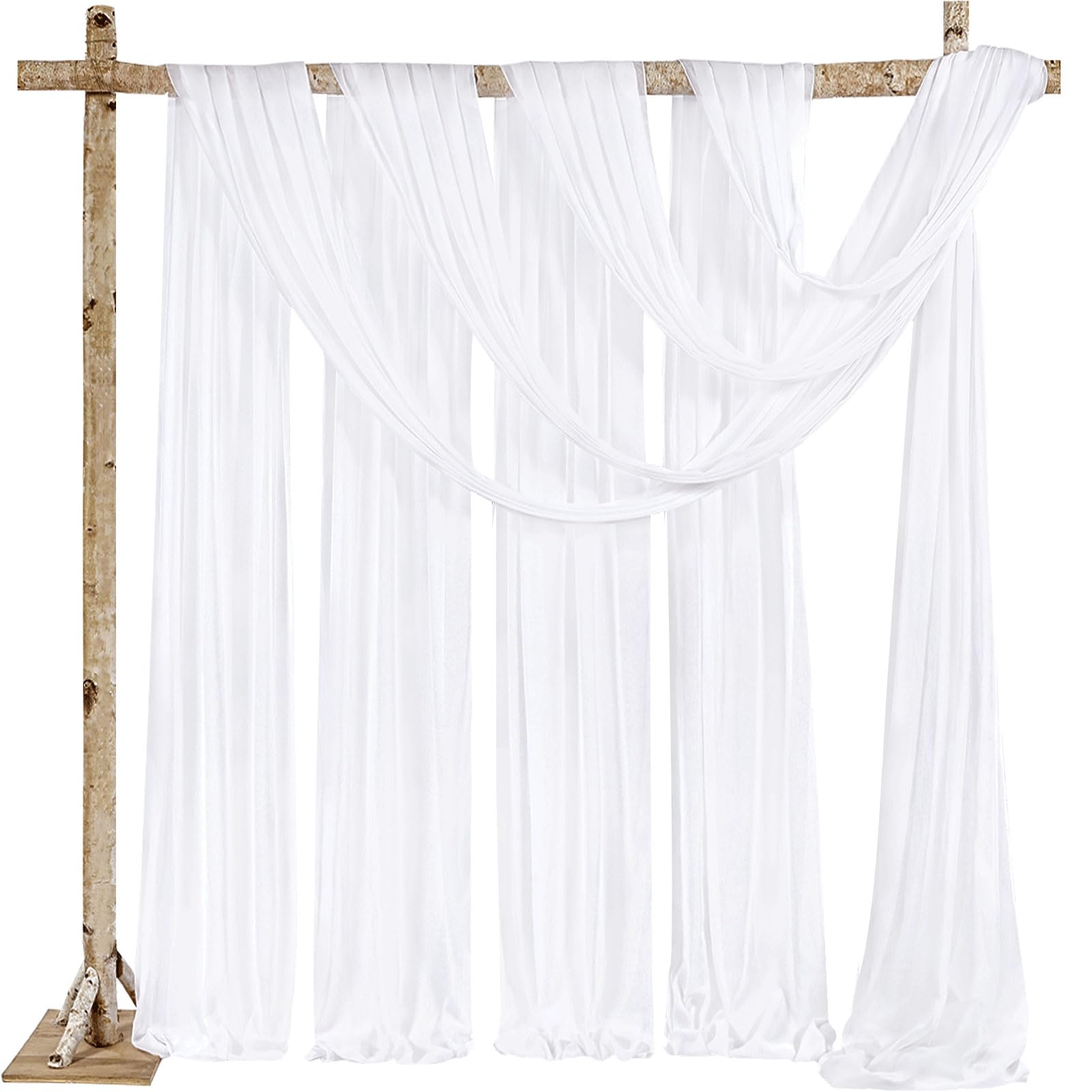 Arch Drapes 2 Panels 6 Yards Sheer Backdrop Curtains for Parties Ceiling Wedding Arch Reception Drapery Fabric Decor