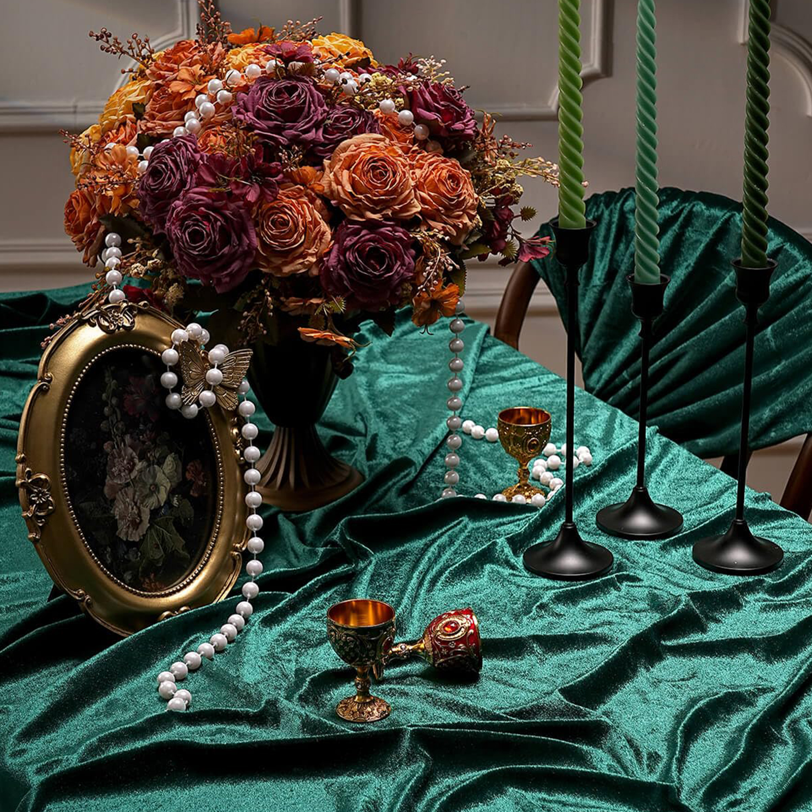 Velvet Tablecloth 60 x 102 Inch Lush Panne Rectangular Table Cloth for Banquet Party Wedding Baby Shower Decorations