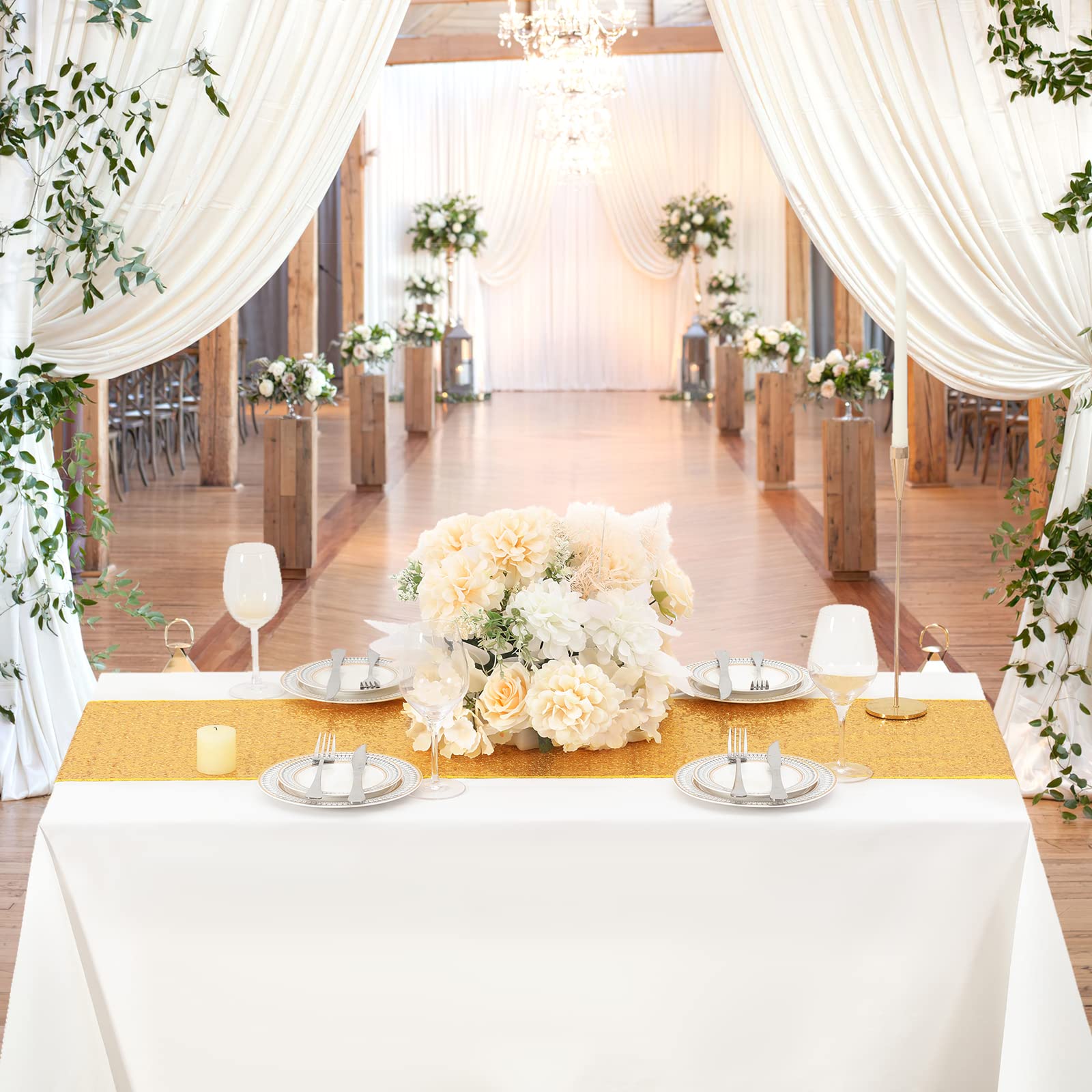 Sequin Table Runners 2 Pieces Table Runners Inch Glitter Dining Table Cover for Party Wedding Birthday Reception Banquet Decoration Spring Party Chair Sashes