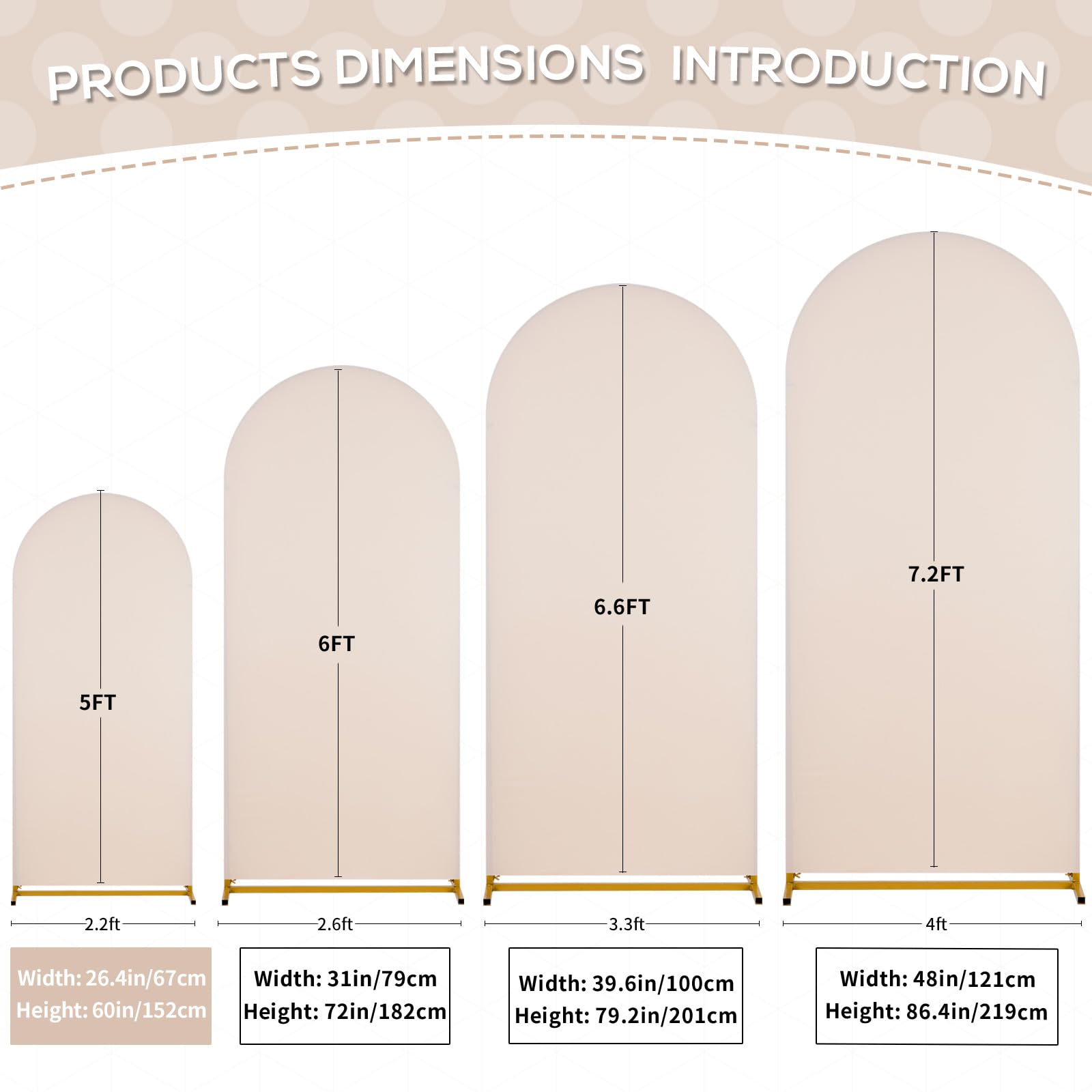 Arch Backdrop Cover Spandex Fitted Wedding Arch Covers Balloon Round Top Chiara Arch Backdrop Fabric for Bridal Shower Wedding Birthday Party Stage Decorations