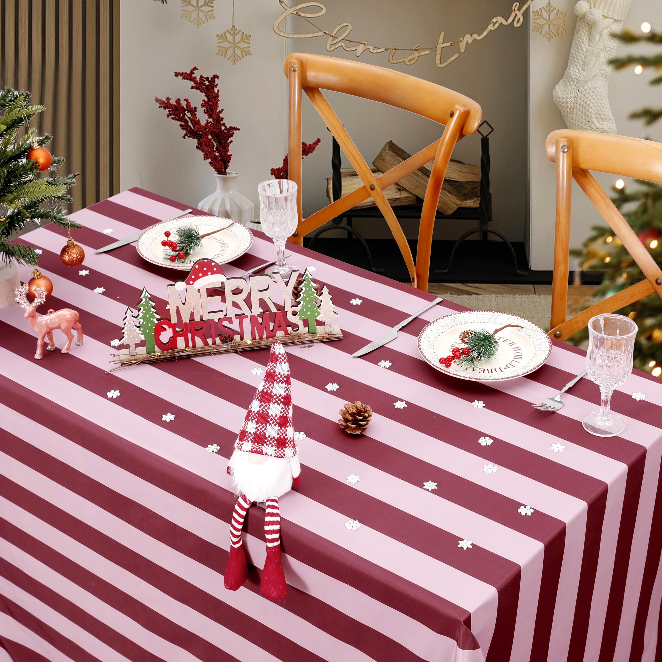 Striped Rectangle Tablecloth Table Cover - Summer Picnic Outdoor Themed Party Kitchen Table Decoration