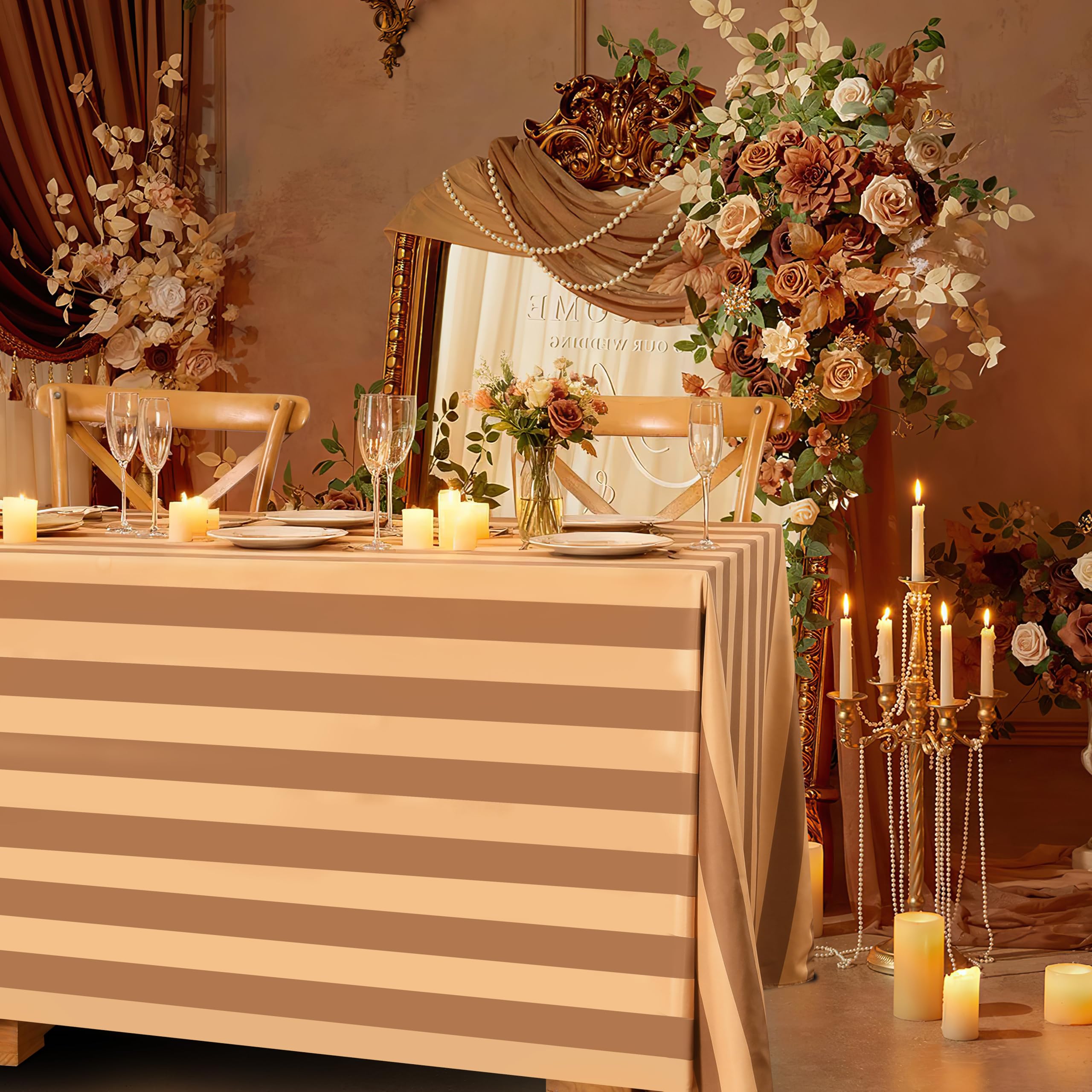 Striped Rectangle Tablecloth Table Cover - Summer Picnic Outdoor Themed Party Kitchen Table Decoration