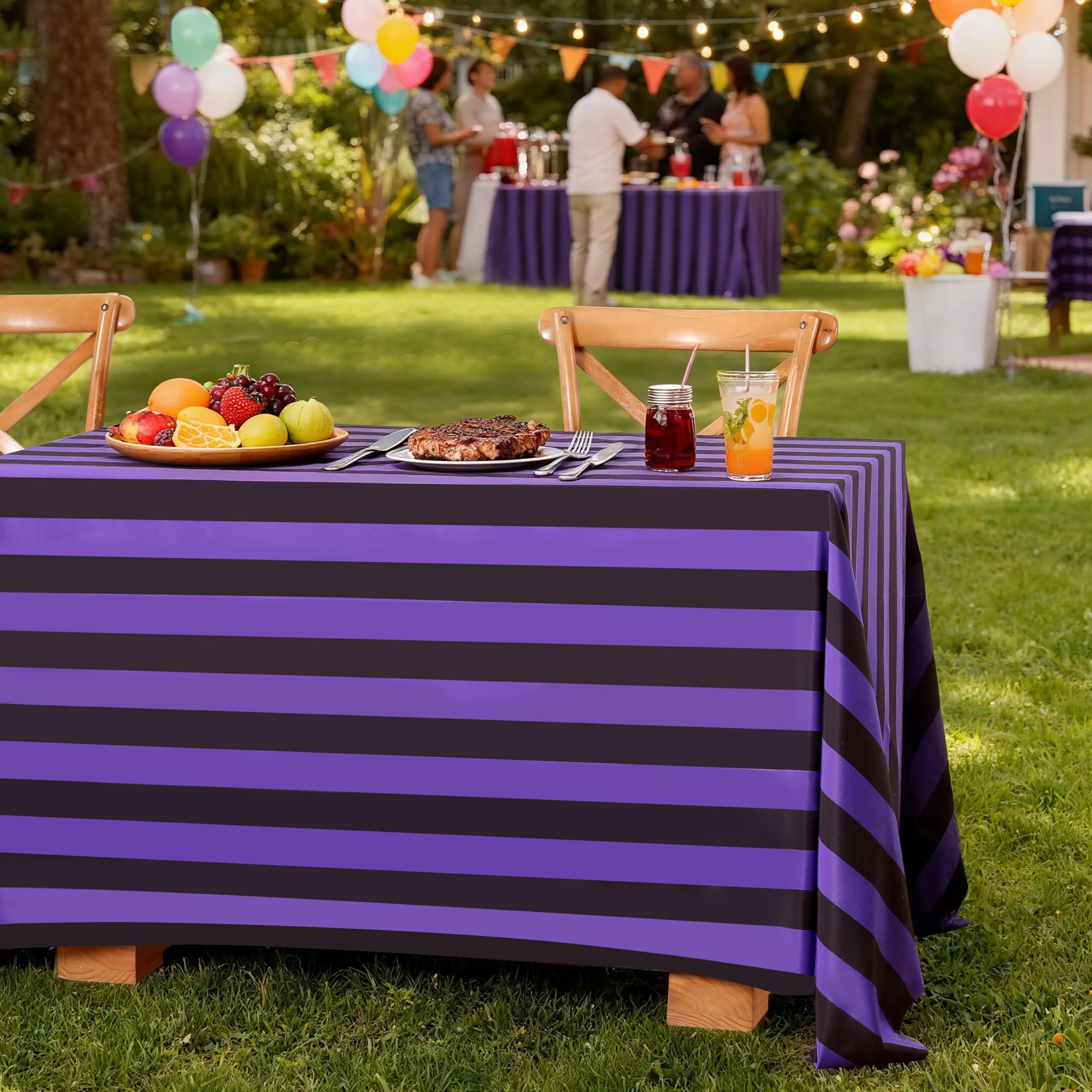 Striped Rectangle Tablecloth Table Cover - Summer Picnic Outdoor Themed Party Kitchen Table Decoration