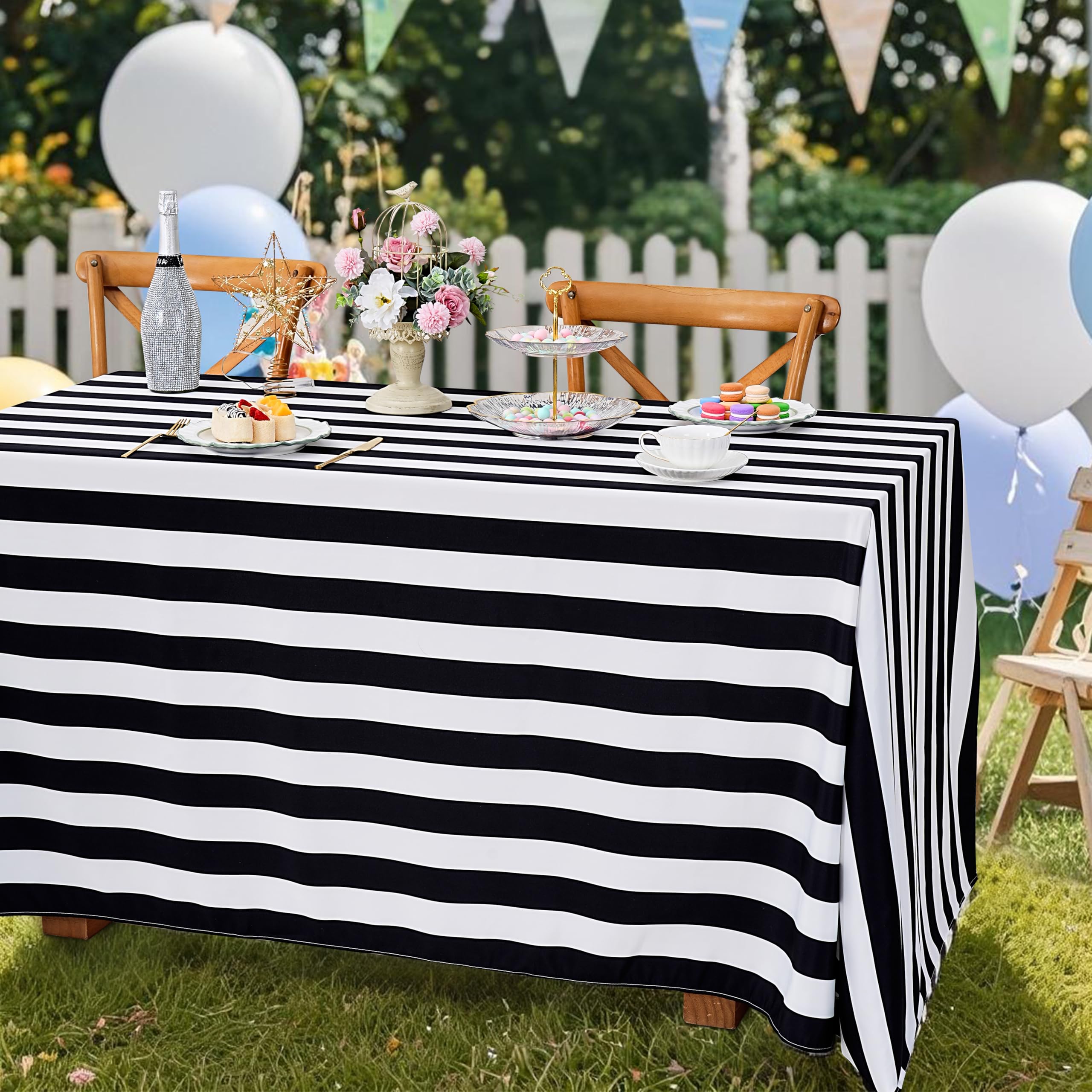 Striped Rectangle Tablecloth Table Cover - Summer Picnic Outdoor Themed Party Kitchen Table Decoration