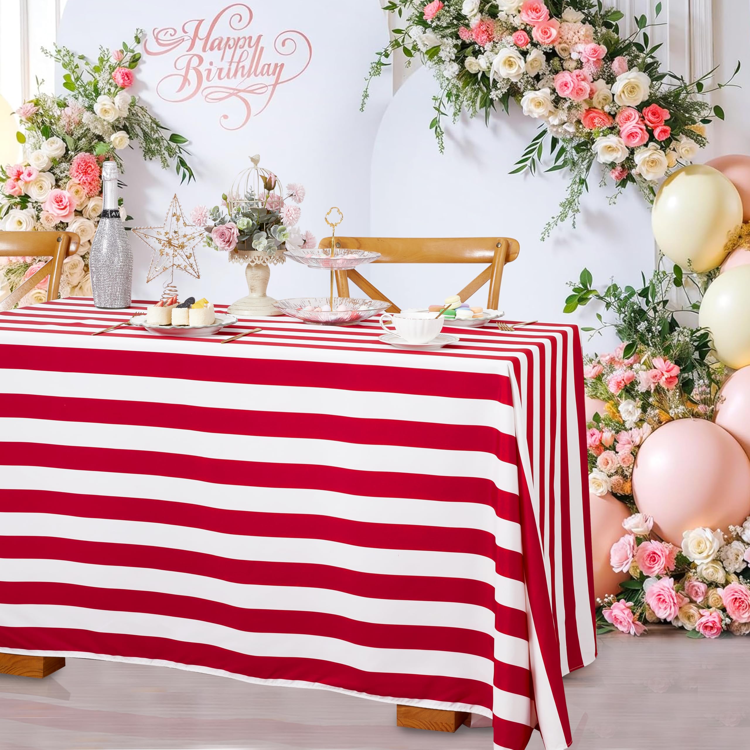 Striped Rectangle Tablecloth Table Cover - Summer Picnic Outdoor Themed Party Kitchen Table Decoration