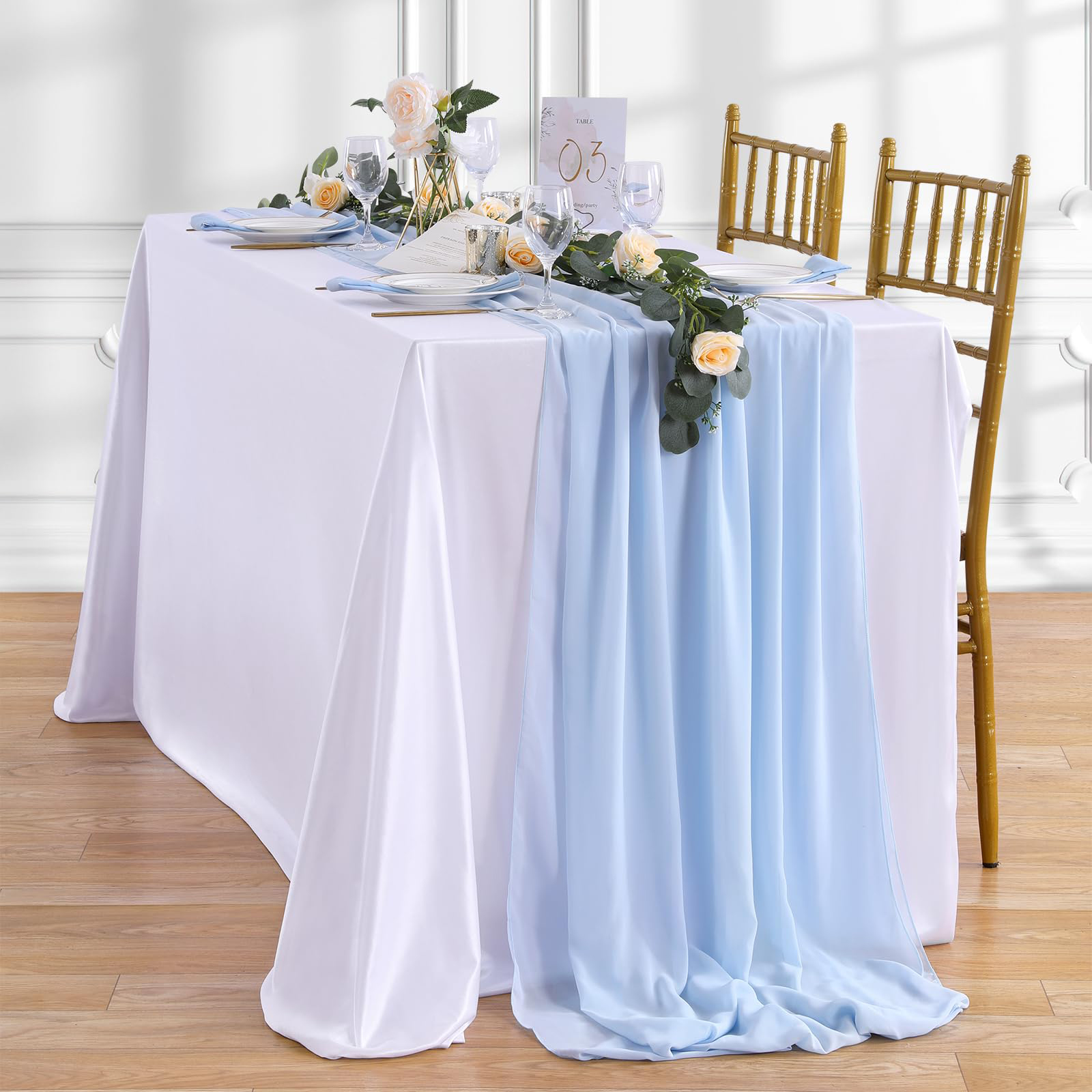 Chiffon Table Runner 27x120 Inches Rustic Wedding Bridal Shower Runner Sheer Boho Baby Shower Decorations