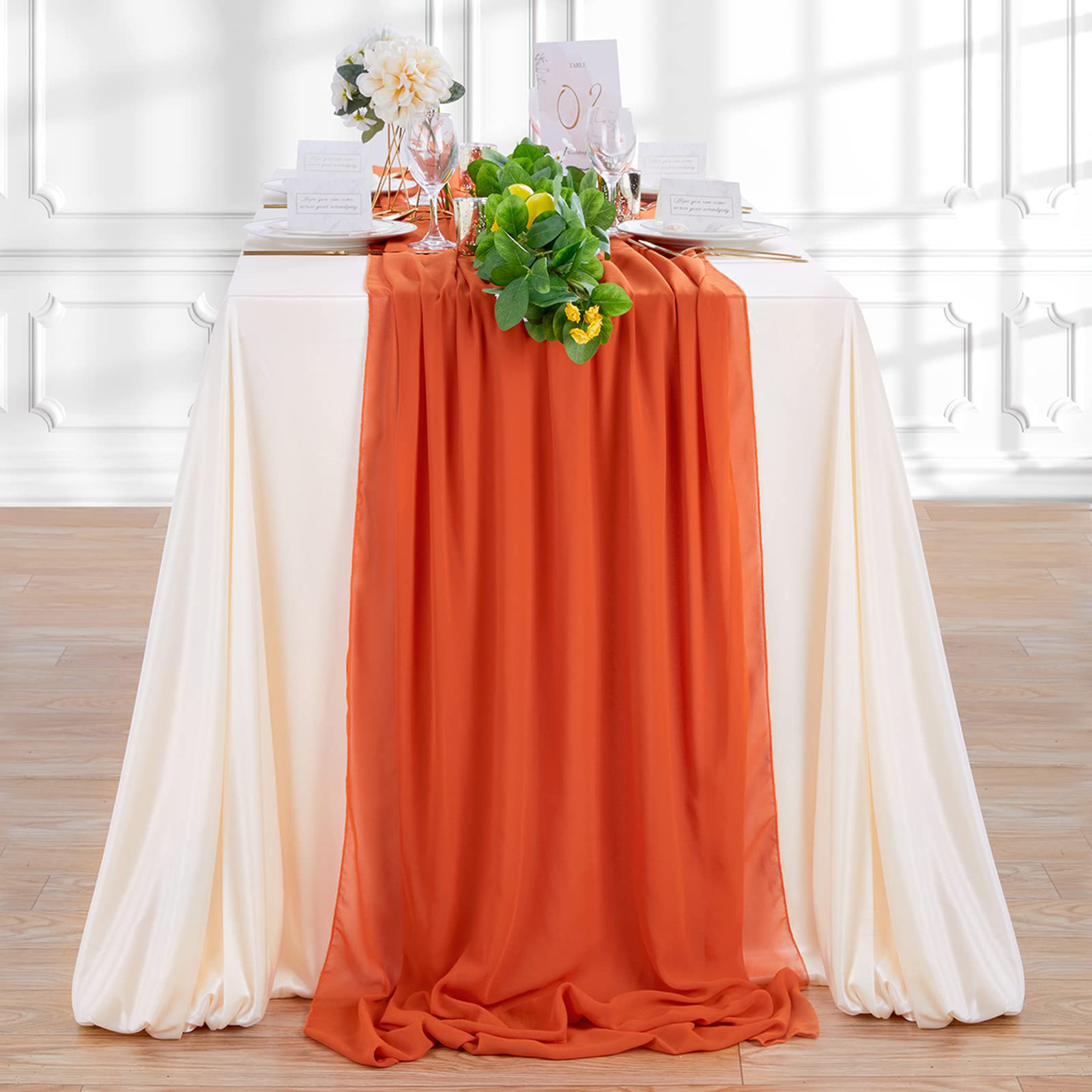 Chiffon Table Runner 27x120 Inches Rustic Wedding Bridal Shower Runner Sheer Boho Baby Shower Decorations