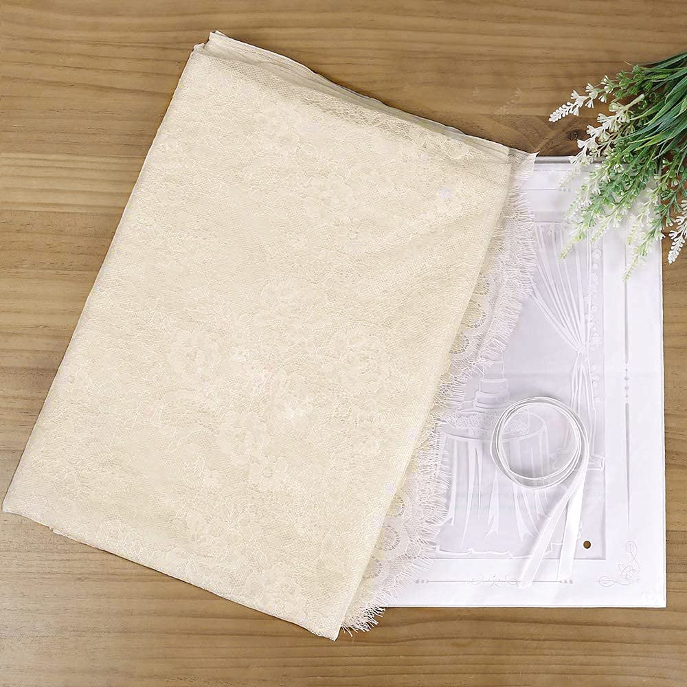 Lace Tablecloth 60x120 Inches Wedding Tablecloth Rectangular Farmhouse Table Cloth Classic Vintage Lace Fabric for Fall Tea Party Wedding Decorations Home Decor