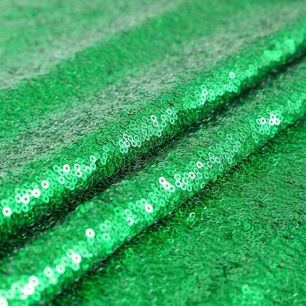 Vowedlight Green Sequin Backdrop Curtains-4 Panels 2FTx8FT Green Christmas Backdrop for Glitter Party Decorations Background Drapes for Wedding Birthday Anniversary Graduation Photo Booth Decor