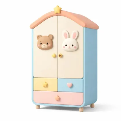 Armoire enfant decorative avec portes motif animaux-easehomey