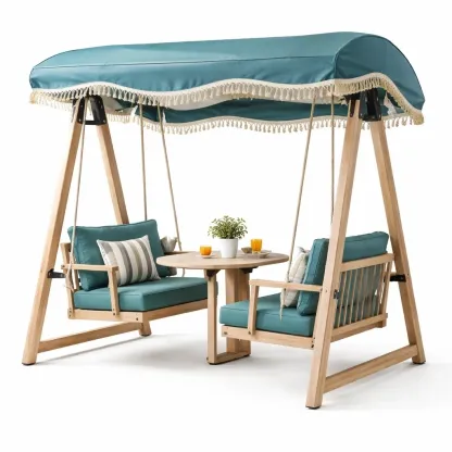 Balancelle jardin double avec table centrale et toit textile-easehomey