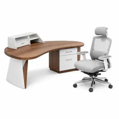 Bureau direction courbe avec caisson integre-easehomey