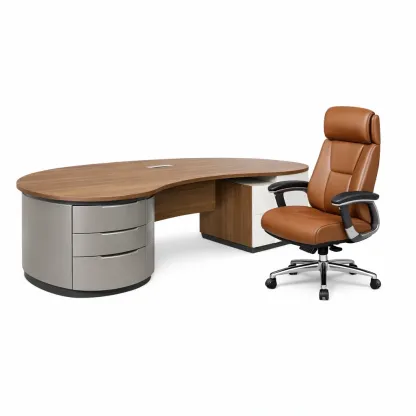 Bureau executive forme goutte avec tiroirs-easehomey