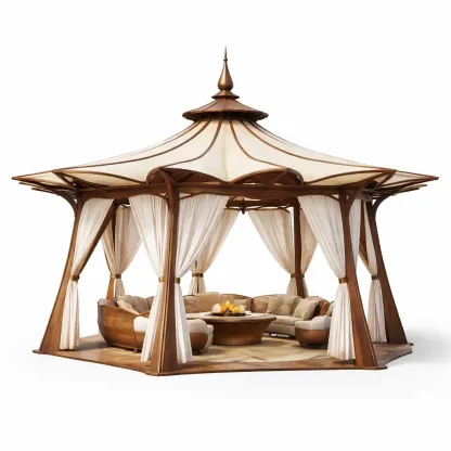 Pavillon bois haut de gamme avec toit tissu-easehomey