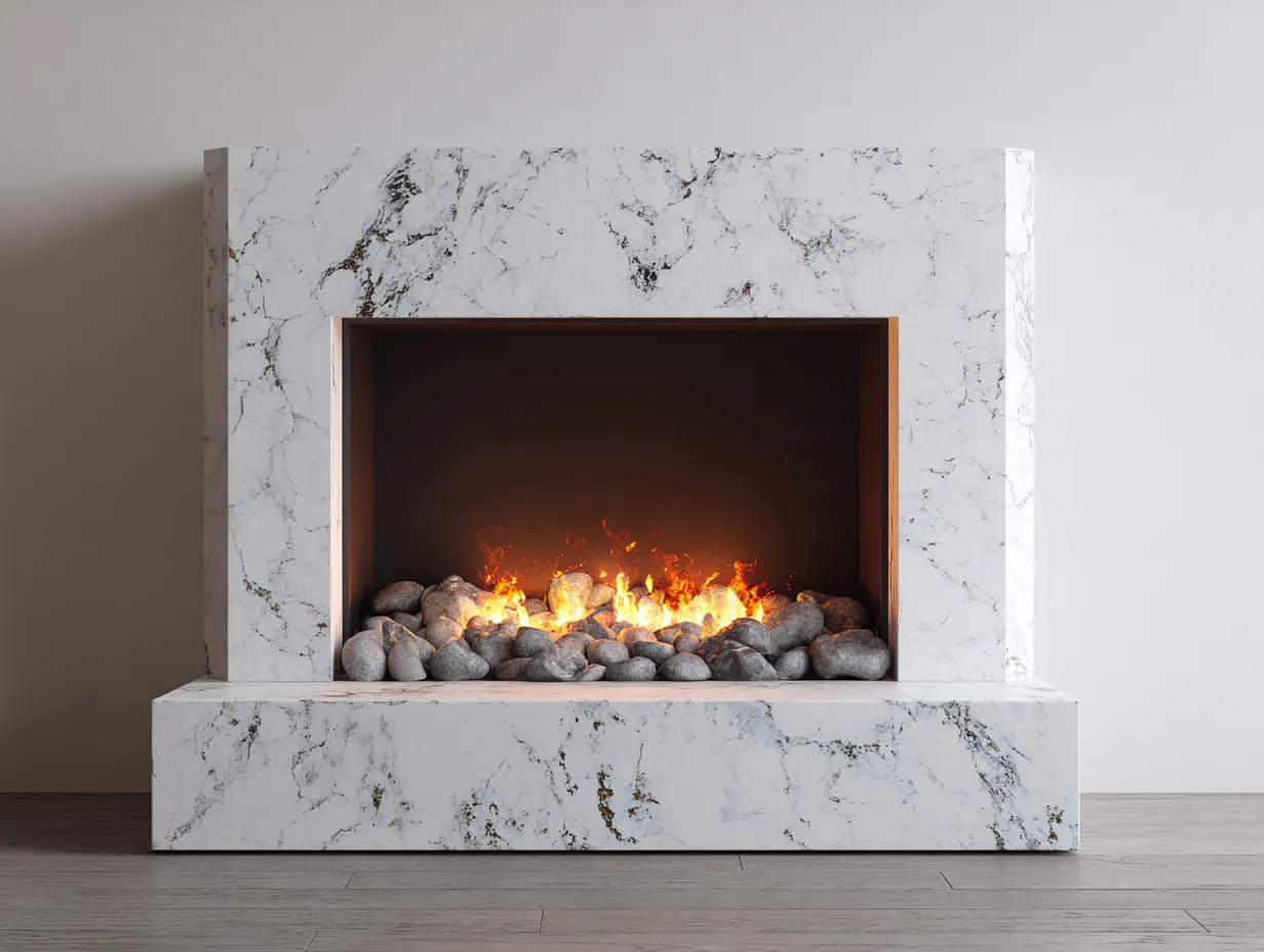Fireplace electric built-in fireplace 60x18x40 inches - white - modern recessed design-Casauphub