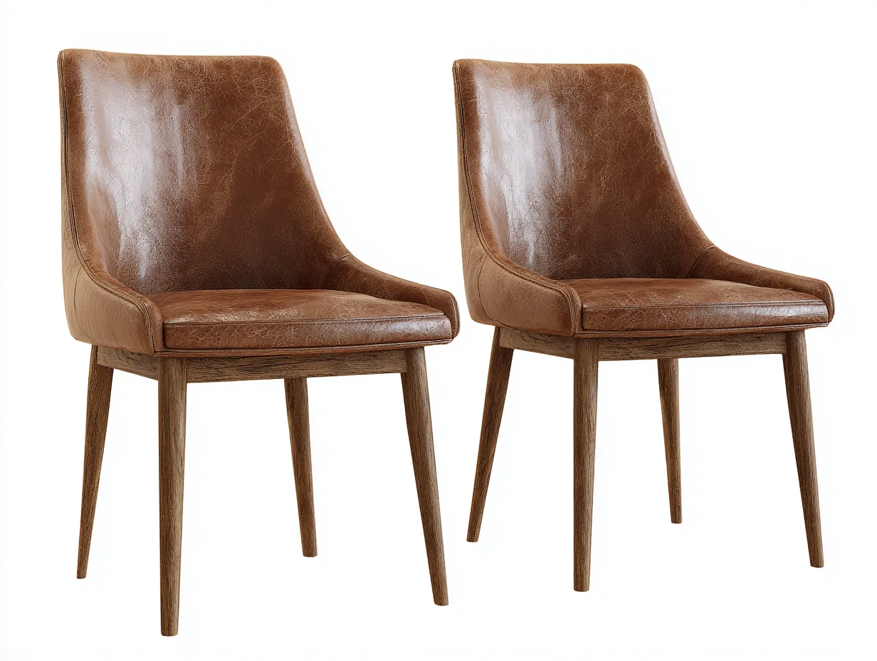 Dining Chairs Faux Leather Upholstered Solid Wood Legs 19x21x33 inches - Brown - Modern Dining Seating-Casauphub