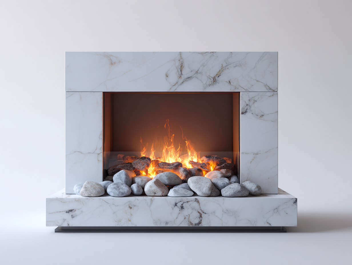 Fireplace Marble Finish 56x16x44 (inches) White - Modern Design-Casauphub