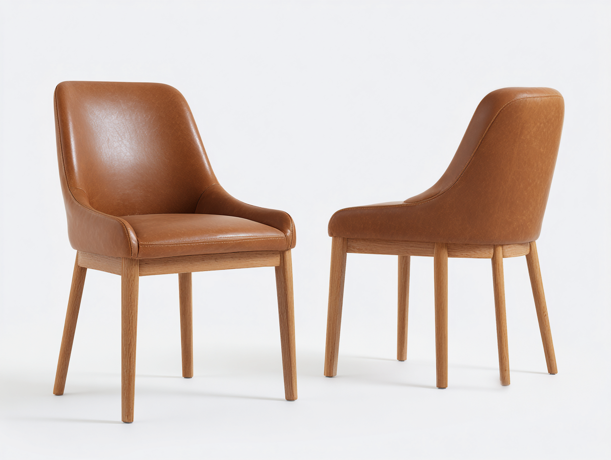 Dining Chairs Upholstered Leather 22x20x32 (inches) - Brown - Modern Comfort Design-Casauphub