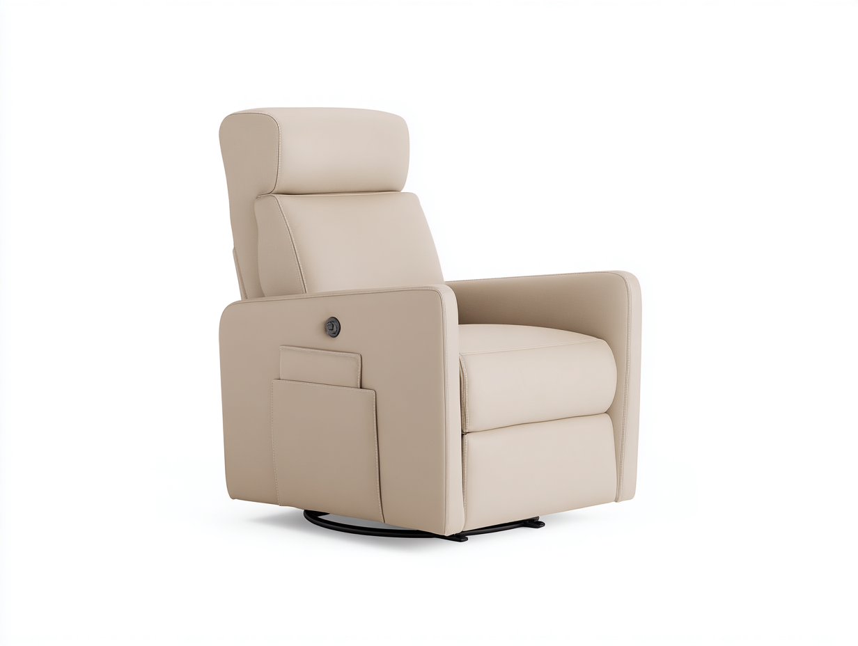 Recliner Chair Upholstered 33x35x41 (inches) Beige - Modern Comfort Design-Casauphub