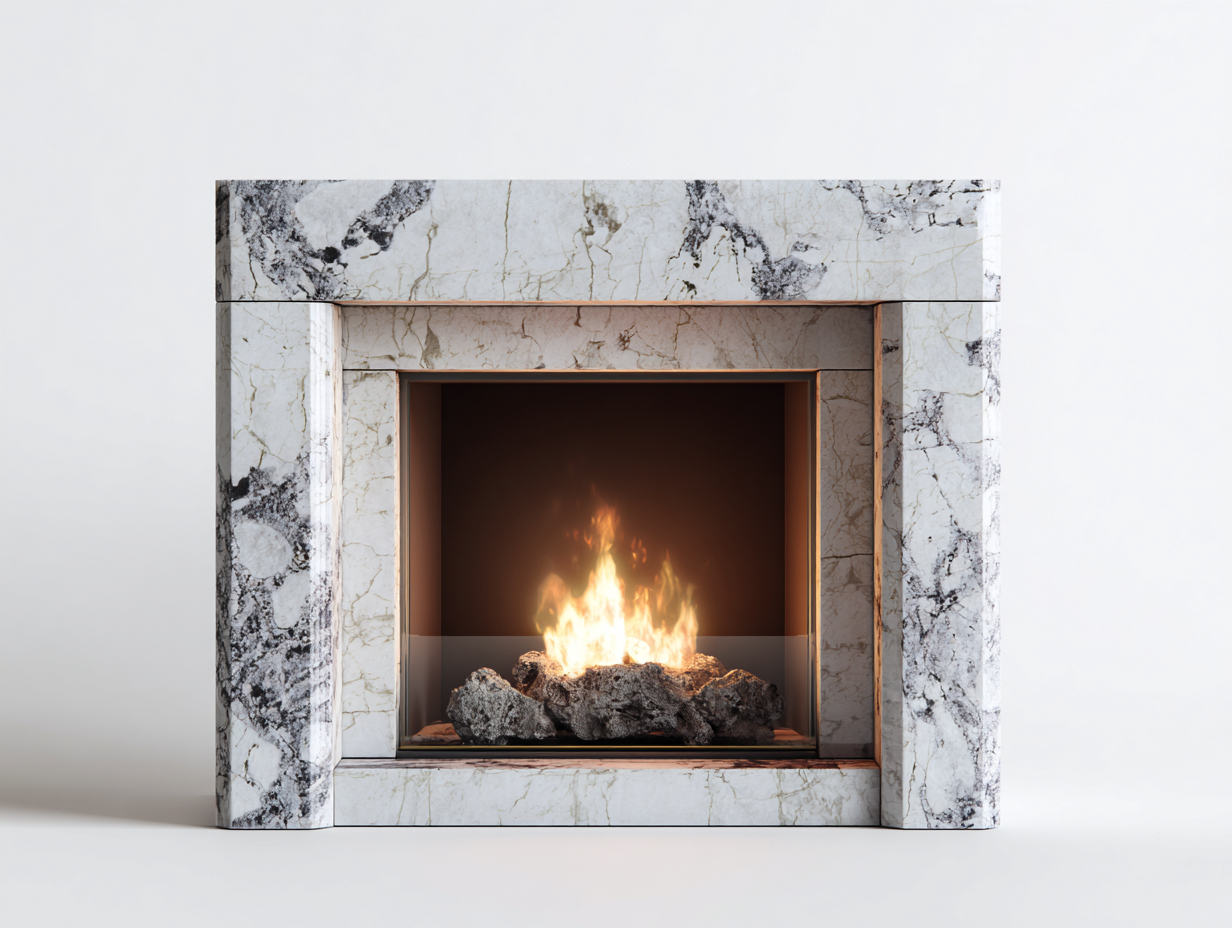 Fireplace Marble Finish 58x16x46 (inches) White - Modern Design-Casauphub