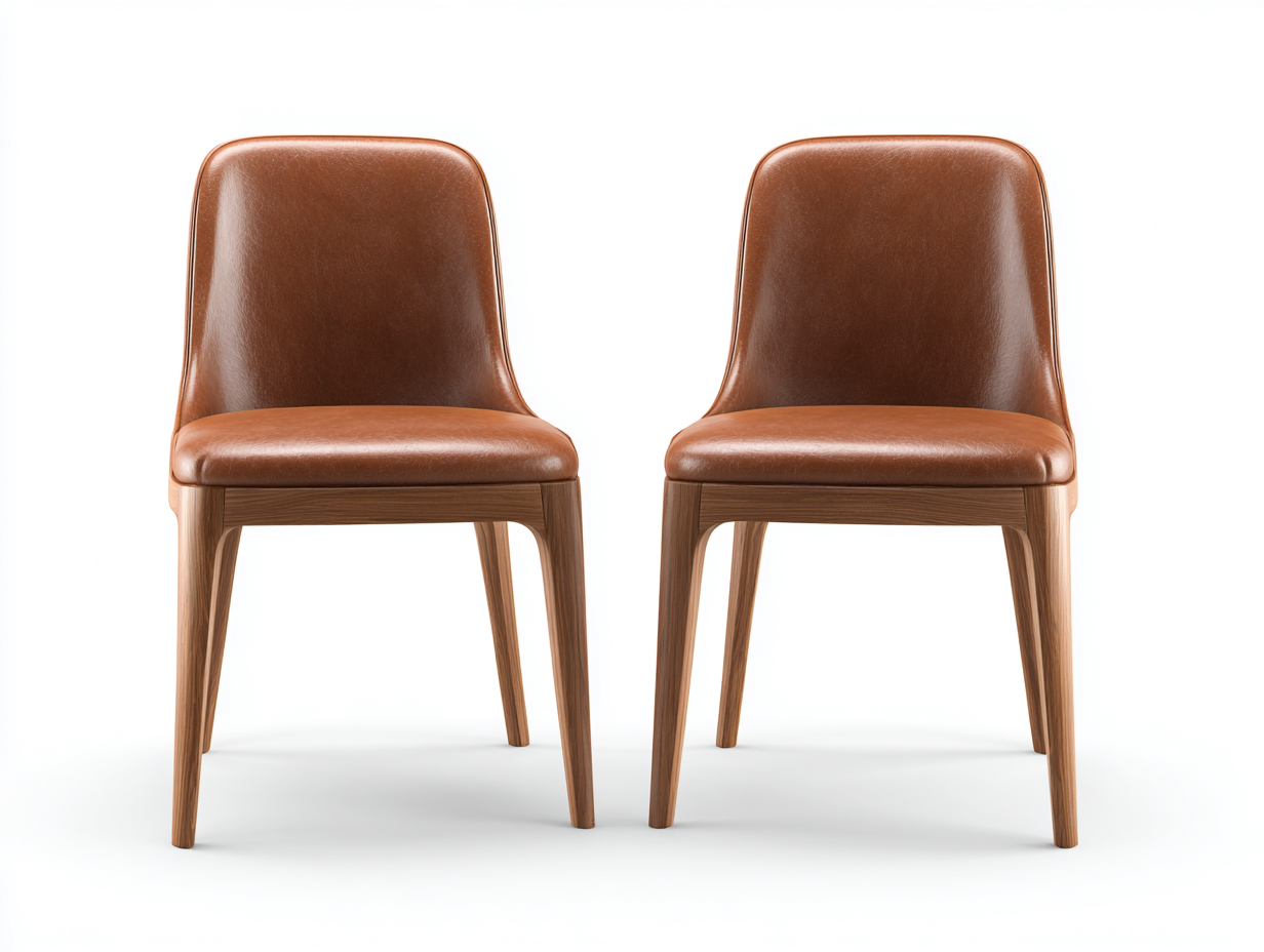 Dining Chairs Faux Leather Upholstered Solid Wood Frame 18x20x32 inches - Brown - Modern Dining Seating-Casauphub