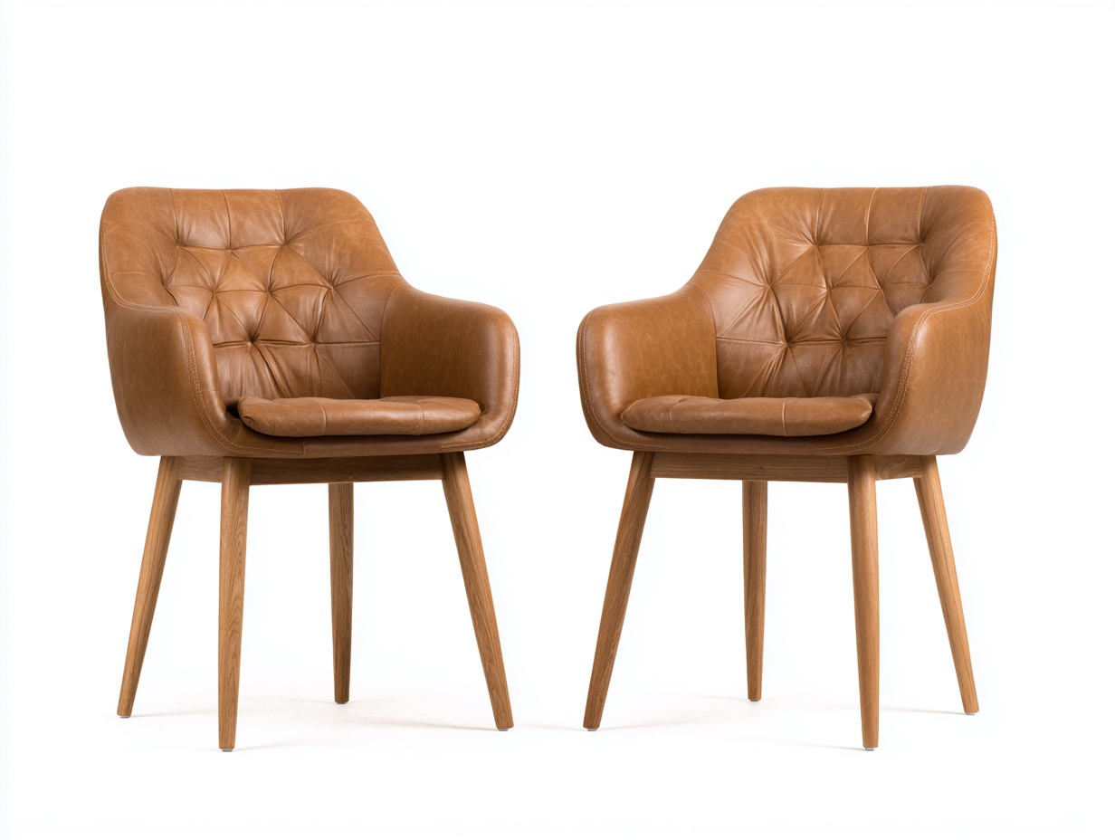 Dining Chairs Faux Leather Upholstered 22x24x33 (inches) Brown - Modern Design-Casauphub