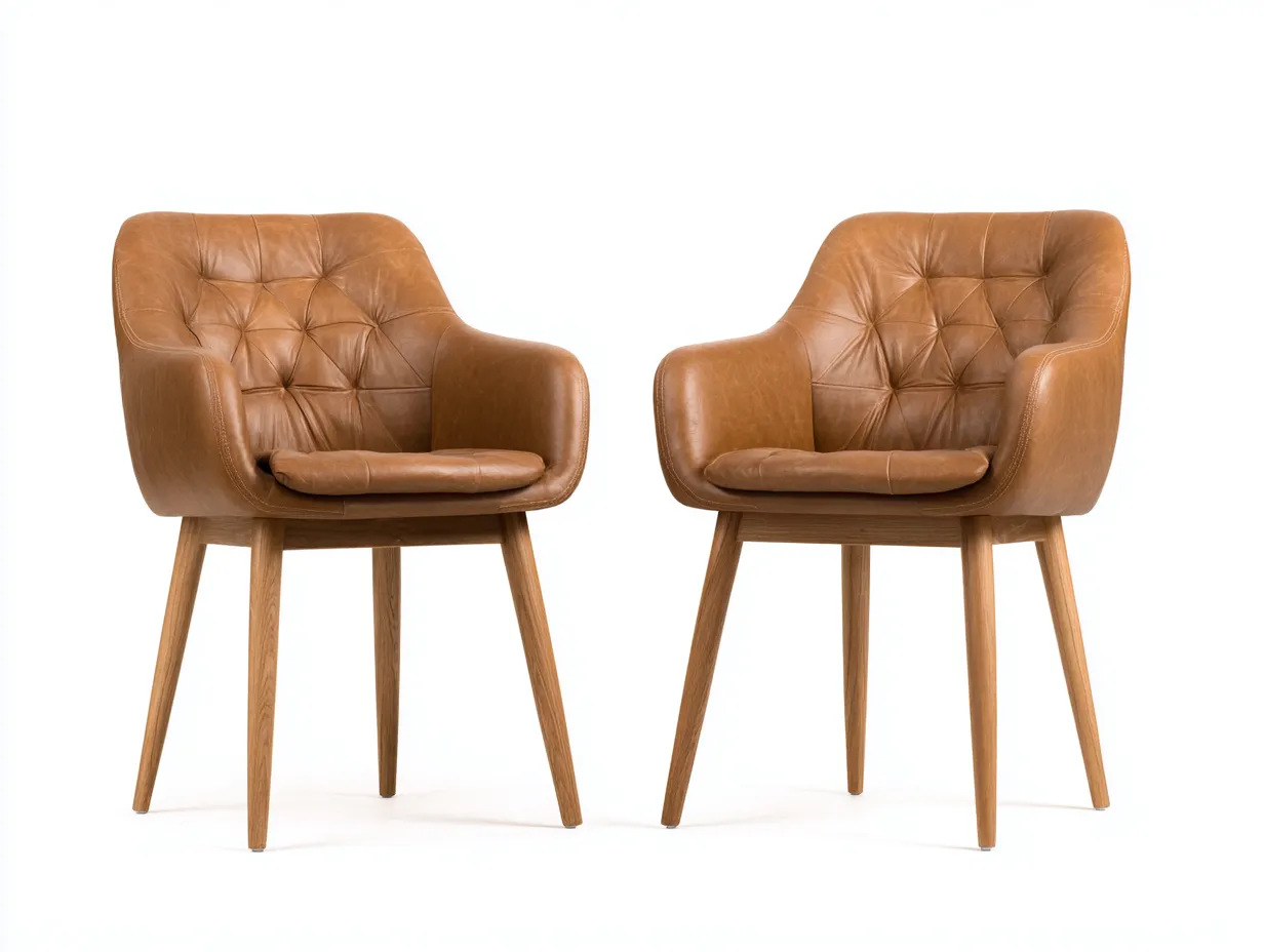 Dining Chairs Faux Leather Upholstered 22x24x33 (inches) Brown - Modern Design-Casauphub