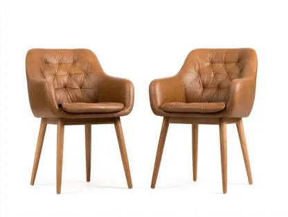 Dining Chairs Faux Leather Upholstered 22x24x33 (inches) Brown - Modern Design-Casauphub