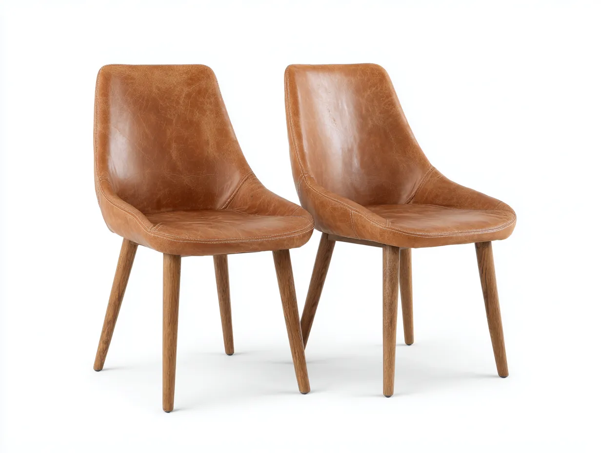 Dining Chairs Upholstered Leather 22x20x32 (inches) - Brown - Modern Comfort Design-Casauphub