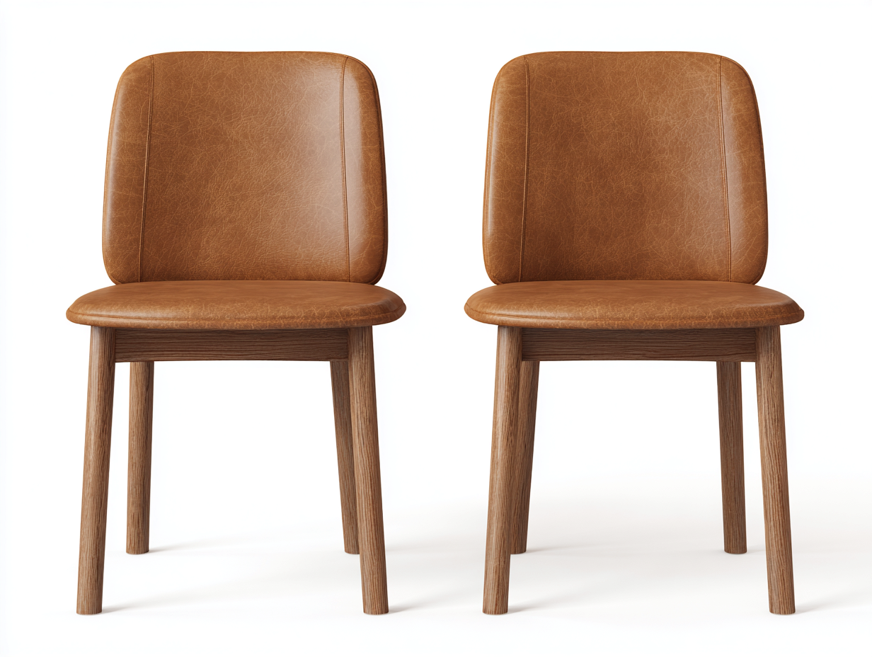 Dining Chairs Upholstered Leather 21x20x31 (inches) - Brown - Modern Minimal Design-Casauphub