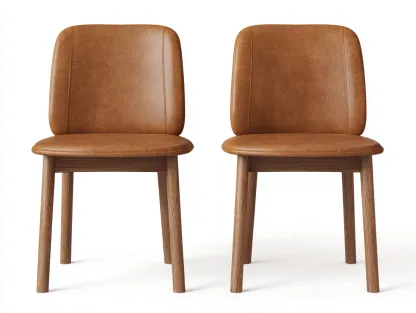 Dining Chairs Upholstered Leather 21x20x31 (inches) - Brown - Modern Minimal Design-Casauphub