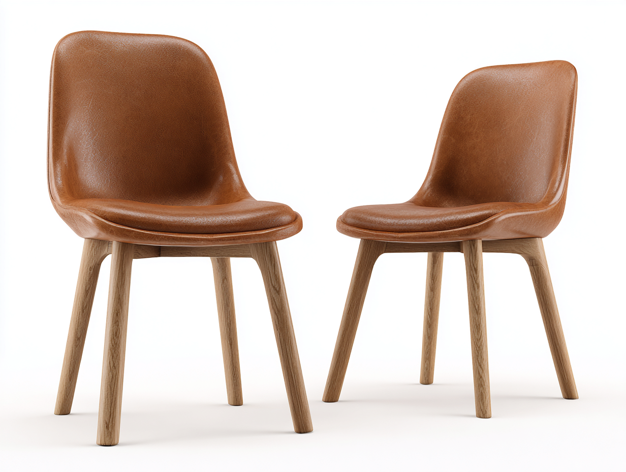 Dining Chairs Faux Leather Upholstered 21x23x32 (inches) Brown - Modern Design-Casauphub