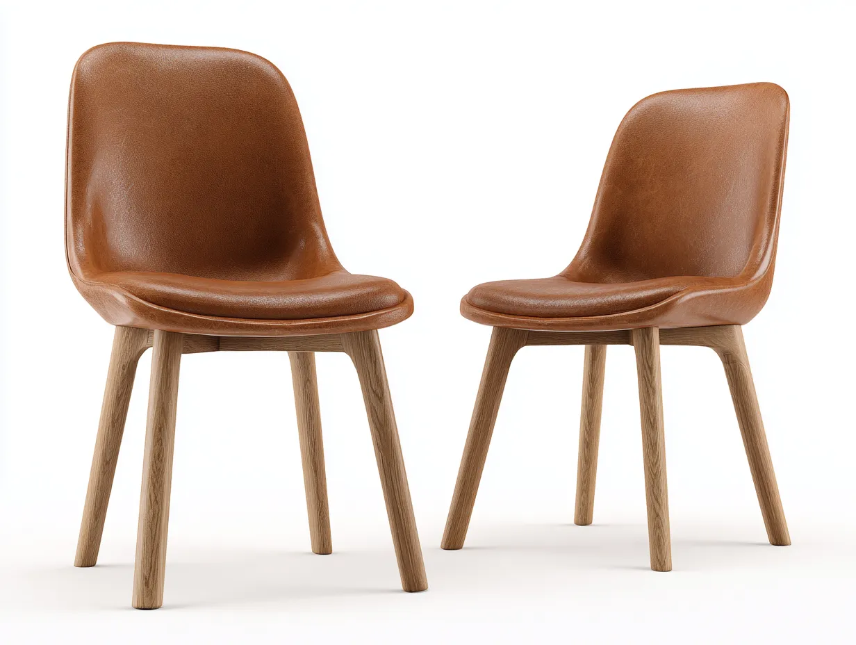 Dining Chairs Faux Leather Upholstered 21x23x32 (inches) Brown - Modern Design-Casauphub