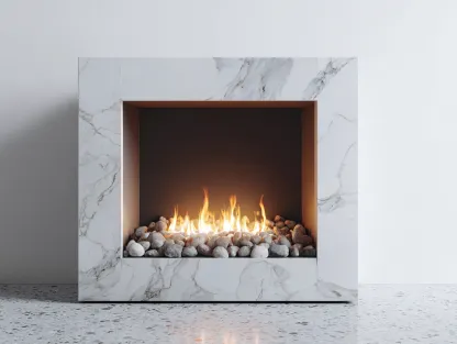 Fireplace Marble Finish 48x20x40 (inches) - White - Modern Built-In Design-Casauphub