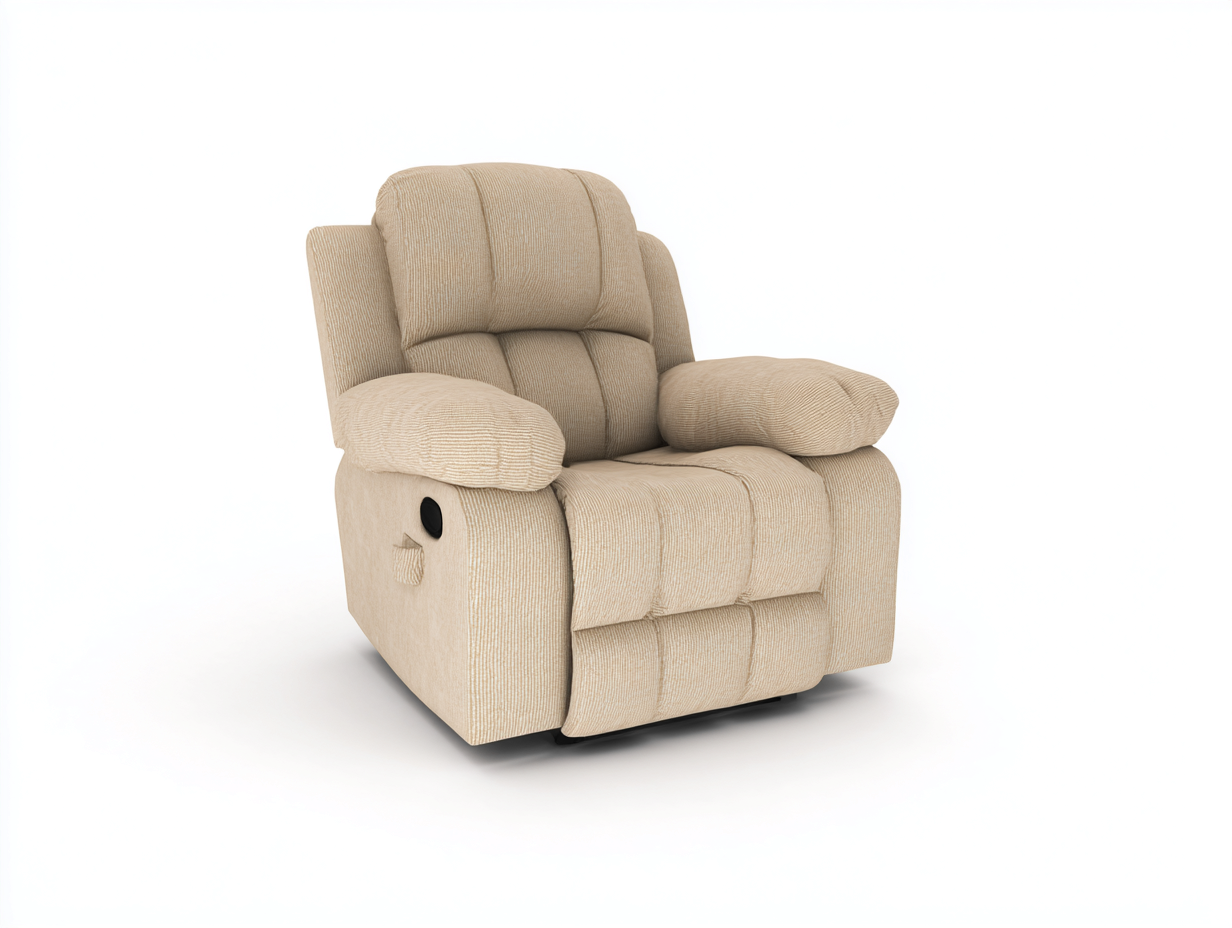 Recliner Chair Upholstered Fabric 36x38x40 (inches) - Beige - Plush Comfort Design-Casauphub
